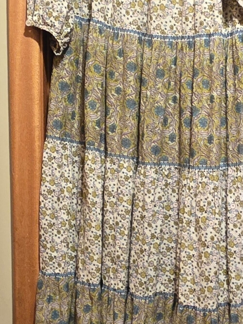 NATURAL LIFE Auguste Olive/ Mustard & Turquoise Floral Tiered Maxi Dress - Picture 4 of 6